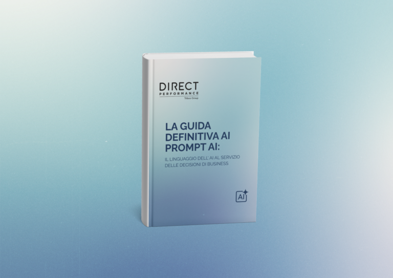 Libro gigante blu e bianco dal titolo "La Guida definitiva ai Prompt AI, l'arte del prompting strategico"