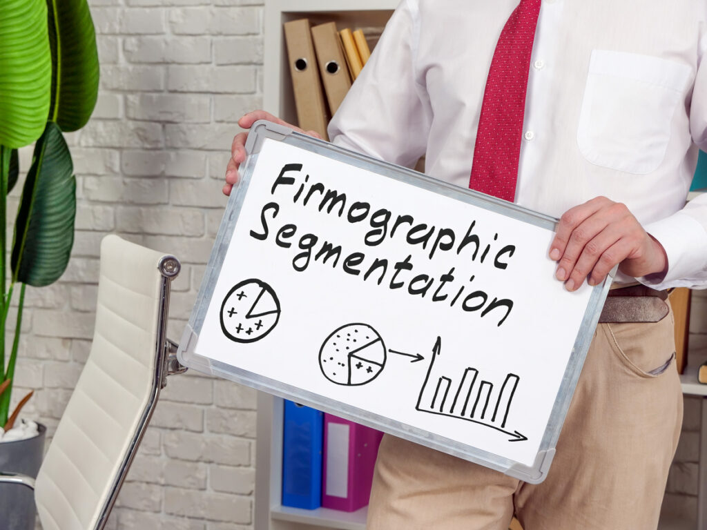 Manager tiene la lavagna con grafici di segmentazione firmografici.