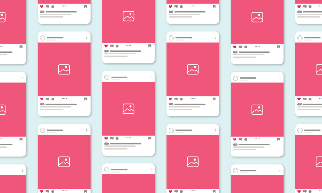 Modello di post carosello per social media Mockup vettoriale dell'interfaccia dell'app mobile