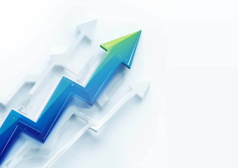 concetto di lead scoring con una freccia blu e verde 3D