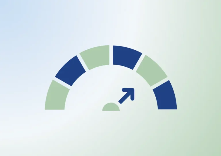 Concetto stratto di KPI con grafico verde e blu in crescita