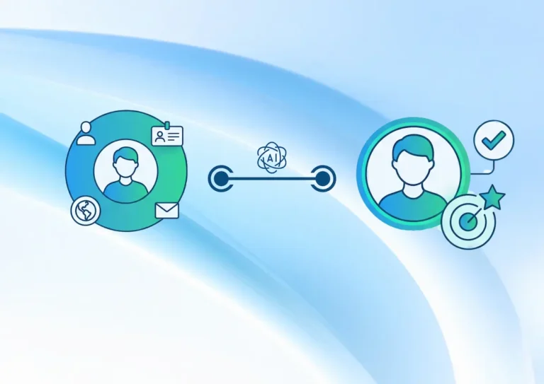 Concetto di Progressive profilig, icone di lead che vengono qualificate dall'AI